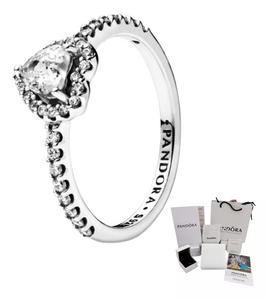 ANILLO PROMESA PANDORA CORAZON ELEVADO + KIT DE REGALO