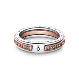 ANILLO LOGO Y PAVE 2 TONOTS SIGNATURE PANDORA + KIT DE REGALO