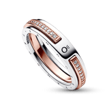 ANILLO LOGO Y PAVE 2 TONOTS SIGNATURE PANDORA + KIT DE REGALO