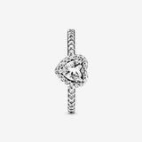 ANILLO PROMESA PANDORA CORAZON ELEVADO + KIT DE REGALO
