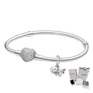 SET PULSERA PANDORA CORAZON CENTELLEANTE + CHARM EVANGELINE LUCIERNAGA + KIT