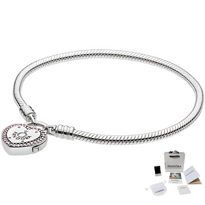 PULSERA PANDORA BROCHE CANDADO CORAZON + KIT DE REGALO
