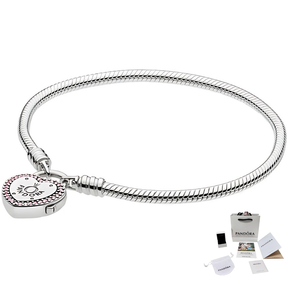 PULSERA PANDORA BROCHE CANDADO CORAZON + KIT DE REGALO