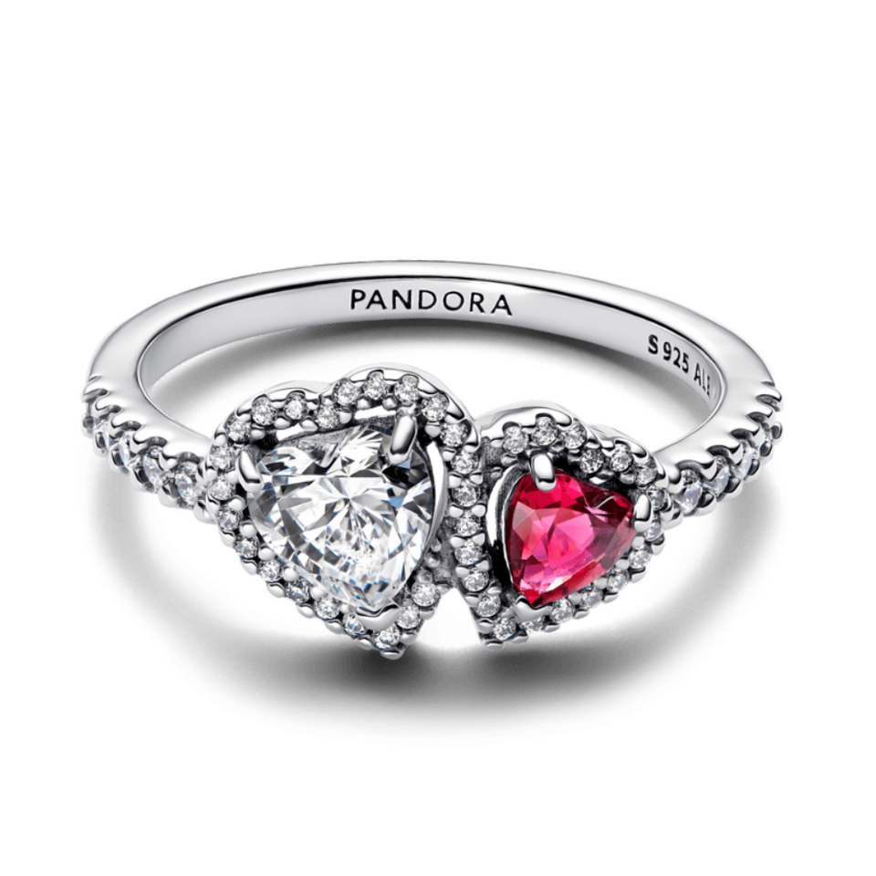 ANILLO PROMESA DOBLE CORAZON HALO ROJO SAN VALENTIN 2025