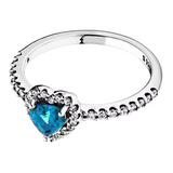 ANILLO PANDORA PROMESA CORAZON ELEVADO AZUL + KIT DE REGALO