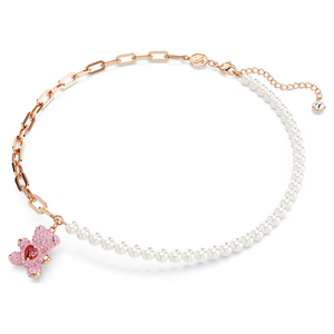 COLLAR TEDDY BEAR OSO SWAROVSKI ROSE GOLD PERLAS