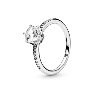 ANILLO COMPROMISO PANDORA CORONA TRANSPARENTE + KIT DE REGALO