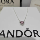 COLLAR PANDORA CORAZON ELEVADO ROSA + KIT DE REGALO
