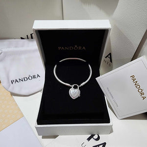 PULSERA PANDORA BROCHE CANDADO CORAZON + KIT DE REGALO