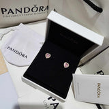 SET CONJUNTO PANDORA ANILLO + ARETES + COLLAR CORAZON ELEVADO ROSA ROSE GOLD