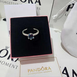 ANILLO COMPROMISO PANDORA CORONA DESLUMBRANTE AZUL + KIT DE REGALO