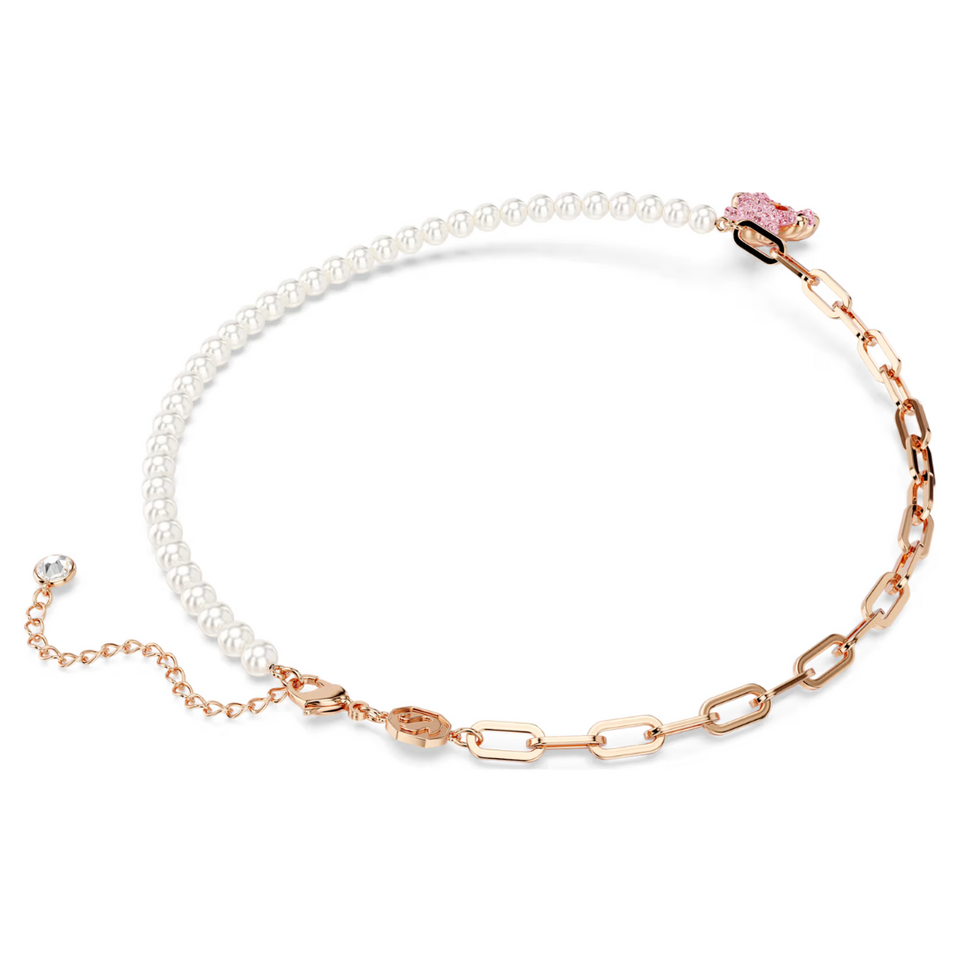 COLLAR TEDDY BEAR OSO SWAROVSKI ROSE GOLD PERLAS