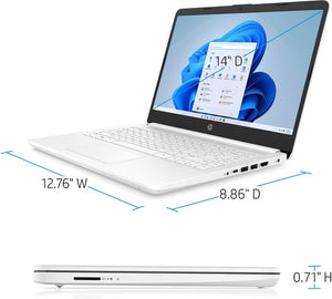 Laptop HP 14, Intel Celeron N4020, 4 GB de RAM, 64 GB de almacenamiento, pantalla HD Micro-edge de 14 pulgadas, Windows 11 Home, delgada y portátil, gráficos 4K, un año de Microsoft 365 (14-dq0040nr, 2021, blanco copo de nieve ) 