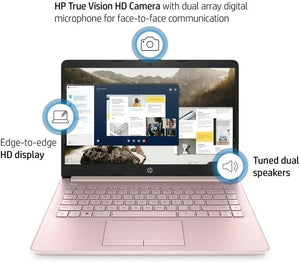 Laptop HP 14, Intel Celeron N4020, 4 GB de RAM, 64 GB de almacenamiento, pantalla HD Micro-edge de 14 pulgadas, Windows 11 Home, delgada y portátil, gráficos 4K, un año de Microsoft 365 (14-dq0040nr, 2021, blanco copo de nieve ) 