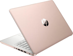 Laptop portátil HP (incluye 1 año de Microsoft 365), pantalla HD de 14'', 8 GB de RAM, 64 GB eMMC, Intel Quad-Core N4120, estudiantes y empresas, cámara web, HDMI, Wi-Fi, RJ-45, Windows 11 Home, rosa 