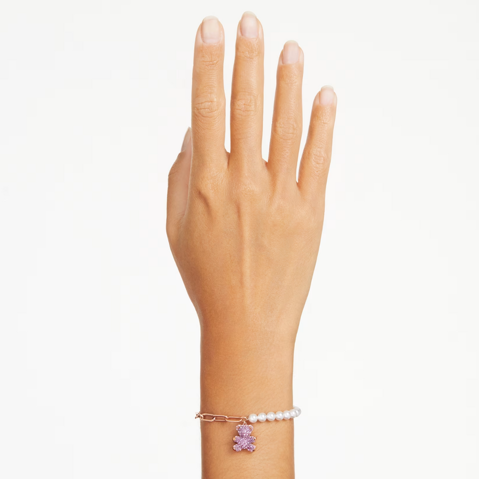 PULSERA BRAZALETE TEDDY BEAR OSO SWAROVSKI PERLAS + KIT DE REGALO