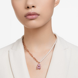 COLLAR TEDDY BEAR OSO SWAROVSKI ROSE GOLD PERLAS