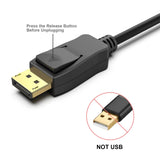 4K DisplayPort to HDMI 6 Feet Gold-Plated Cable, Uni-Directional DP 1.2 Computer to HDMI 1.4 Screen DisplayPort to HDMI Adapter Male to Male Black