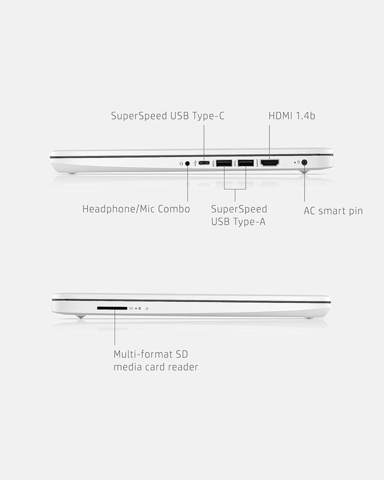 Laptop HP 14, Intel Celeron N4020, 4 GB de RAM, 64 GB de almacenamiento, pantalla HD Micro-edge de 14 pulgadas, Windows 11 Home, delgada y portátil, gráficos 4K, un año de Microsoft 365 (14-dq0040nr, 2021, blanco copo de nieve ) 