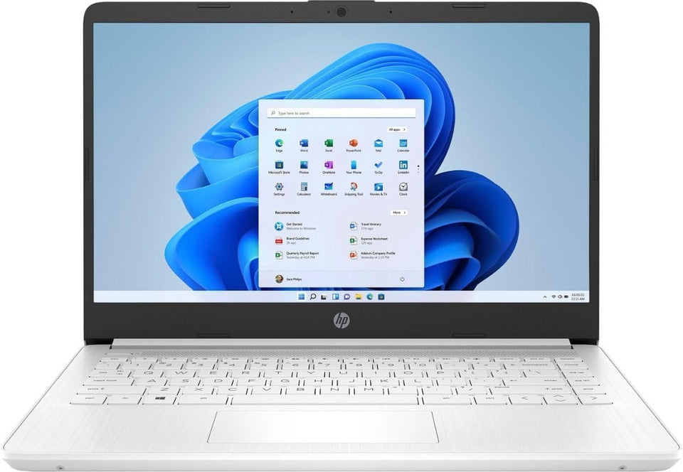 Laptop HP 14, Intel Celeron N4020, 4 GB de RAM, 64 GB de almacenamiento, pantalla HD Micro-edge de 14 pulgadas, Windows 11 Home, delgada y portátil, gráficos 4K, un año de Microsoft 365 (14-dq0040nr, 2021, blanco copo de nieve ) 