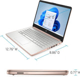 Laptop portátil HP (incluye 1 año de Microsoft 365), pantalla HD de 14'', 8 GB de RAM, 64 GB eMMC, Intel Quad-Core N4120, estudiantes y empresas, cámara web, HDMI, Wi-Fi, RJ-45, Windows 11 Home, rosa 
