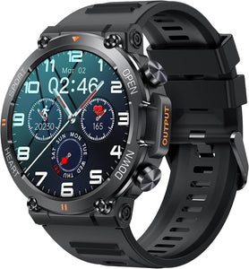 Tiwain Reloj inteligente militar para hombres, más de 120 modos deportivos Relojes tácticos de pantalla completa de 1,39 pulgadas Resistente para teléfonos Android Compatible con iPhone Rastreador de ejercicios Monitor de ritmo cardíaco y sueño Podómetro 