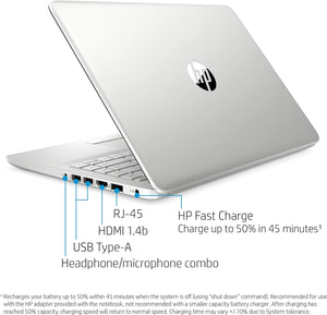 Laptop HP 14, Intel Celeron N4020, 4 GB de RAM, 64 GB de almacenamiento, pantalla HD Micro-edge de 14 pulgadas, Windows 11 Home, delgada y portátil, gráficos 4K, un año de Microsoft 365 (14-dq0040nr, 2021, blanco copo de nieve ) 