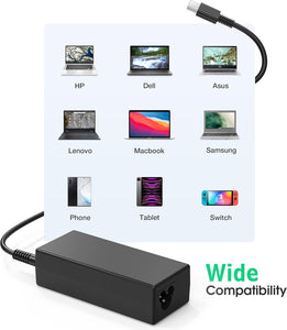 USB C Laptop Charger, 65W Chromebook Charger Compatible with HP Lenovo Dell Asus Acer Samsung Google Chromebook Fast Charger Type C