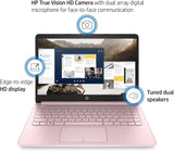 Laptop portátil HP (incluye 1 año de Microsoft 365), pantalla HD de 14'', 8 GB de RAM, 64 GB eMMC, Intel Quad-Core N4120, estudiantes y empresas, cámara web, HDMI, Wi-Fi, RJ-45, Windows 11 Home, rosa 