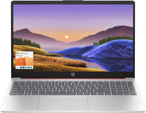 Laptop portátil HP de 15.6" (incluye 1 año de Microsoft 365), pantalla HD, procesador Intel Quad-Core N200, 16 GB de RAM, 128 GB de almacenamiento, Wi-Fi 5, cámara web, HDMI, teclado numérico, Windows 11 Home, rojo 