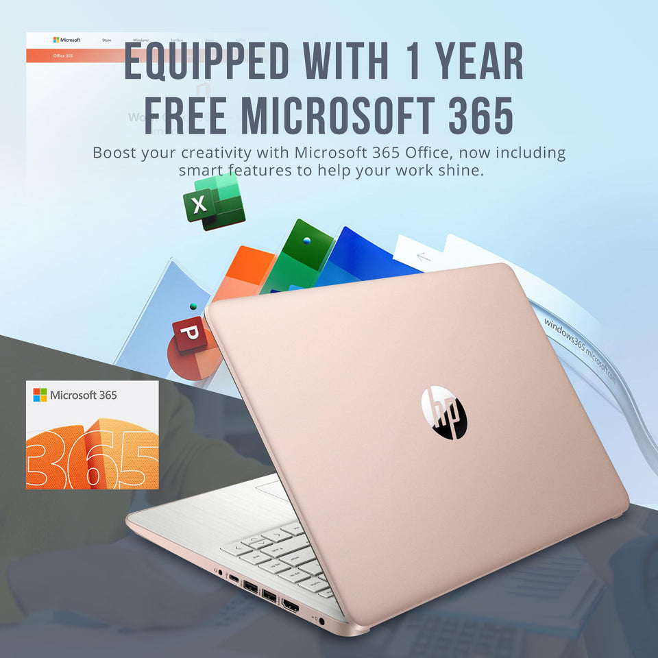 Computadora portátil HP Stream HD BrightView de 14", Intel Celeron N4120, 16 GB de RAM, 256 GB de almacenamiento (tarjeta USB de 128 GB Emmc+ de 128 GB), gráficos Intel UHD, cámara web de 720p, Wi-Fi, 1 año de Office 365, Win 11 S, dorado 