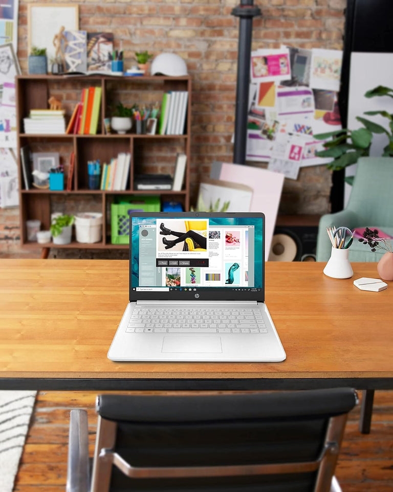 Laptop HP 14, Intel Celeron N4020, 4 GB de RAM, 64 GB de almacenamiento, pantalla HD Micro-edge de 14 pulgadas, Windows 11 Home, delgada y portátil, gráficos 4K, un año de Microsoft 365 (14-dq0040nr, 2021, blanco copo de nieve ) 