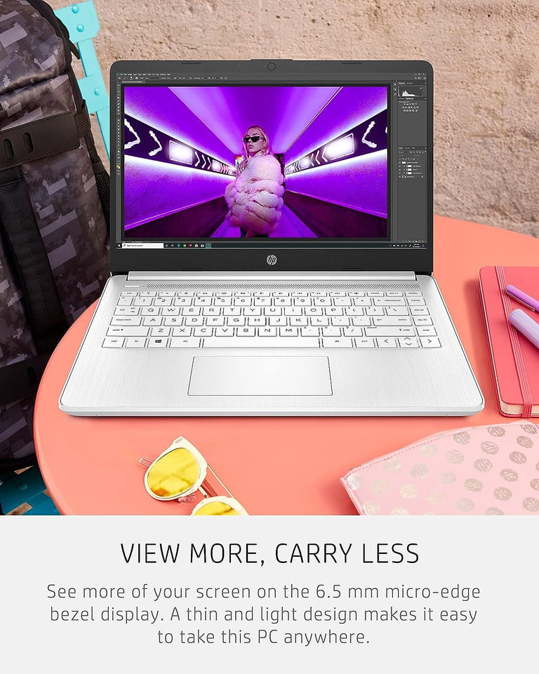Laptop HP 14, Intel Celeron N4020, 4 GB de RAM, 64 GB de almacenamiento, pantalla HD Micro-edge de 14 pulgadas, Windows 11 Home, delgada y portátil, gráficos 4K, un año de Microsoft 365 (14-dq0040nr, 2021, blanco copo de nieve ) 
