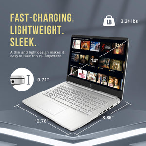 Computadora portátil HP Stream HD BrightView de 14", Intel Celeron N4120, 16 GB de RAM, 256 GB de almacenamiento (tarjeta USB de 128 GB Emmc+ de 128 GB), gráficos Intel UHD, cámara web de 720p, Wi-Fi, 1 año de Office 365, Win 11 S, dorado 