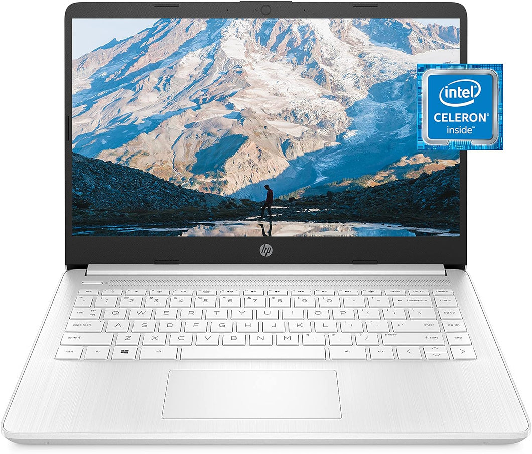 Laptop HP 14, Intel Celeron N4020, 4 GB de RAM, 64 GB de almacenamiento, pantalla HD Micro-edge de 14 pulgadas, Windows 11 Home, delgada y portátil, gráficos 4K, un año de Microsoft 365 (14-dq0040nr, 2021, blanco copo de nieve ) 