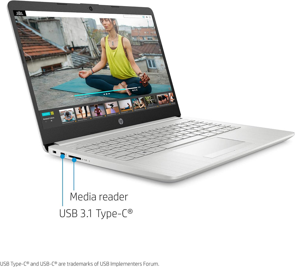 Laptop HP 14, Intel Celeron N4020, 4 GB de RAM, 64 GB de almacenamiento, pantalla HD Micro-edge de 14 pulgadas, Windows 11 Home, delgada y portátil, gráficos 4K, un año de Microsoft 365 (14-dq0040nr, 2021, blanco copo de nieve ) 