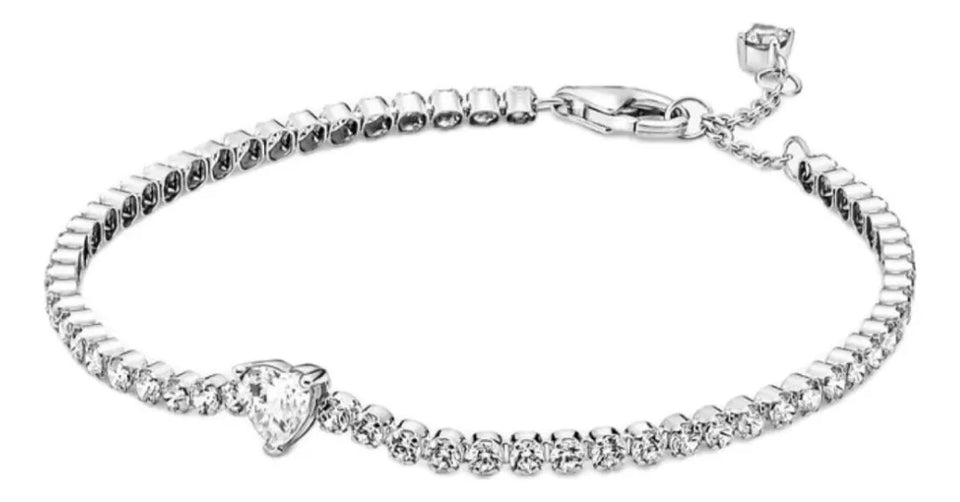 PULSERA PANDORA CORAZON BRILLANTE TENIS + KIT DE REGALO