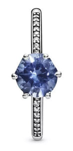 ANILLO COMPROMISO PANDORA CORONA DESLUMBRANTE AZUL + KIT DE REGALO