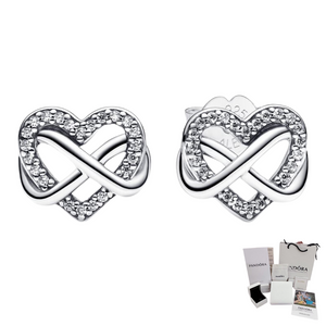 ARETES PENDIENTES PANDORA CORAZON INFINITO + KIT DE REGALO