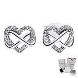 ARETES PENDIENTES PANDORA CORAZON INFINITO + KIT DE REGALO