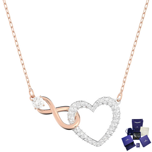 COLLAR CORAZON INFINITO SWAROVSKI ORO ROSA + KIT DE REGALO