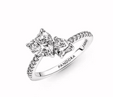 ANILLO PROMESA CORAZON DOBLE PANDORA + KIT DE REGALO