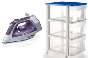 COMBO PLANCHA VAPOR CABLE RETRACTIL + CAJONERA 3 NIVELES