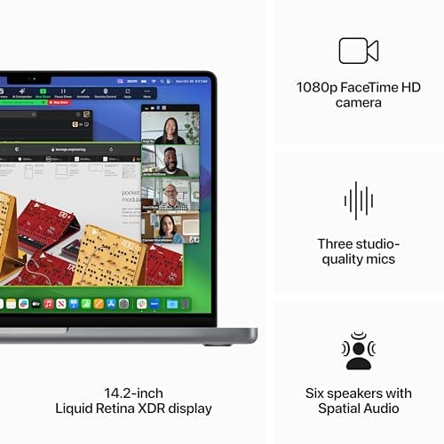 Apple 2023 MacBook Pro Laptop M3 chip with 8‑core CPU, 10‑core GPU: 14.2-inch Liquid Retina XDR Display, 8GB Unified Memory, 1TB SSD Storage. Works with iPhone/iPad; Space Gray
