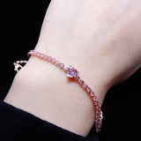 PULSERA PANDORA CORAZON BRILLANTE TENIS ORO ROSA + KIT DE REGALO