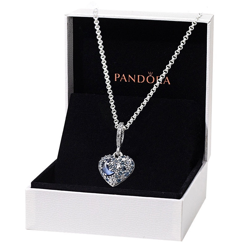 COLLAR SPARKLING BLUE MOON PANDORA + KIT DE REGALO