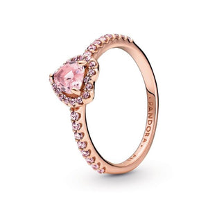 ANILLO PANDORA PROMESA CORAZON BRILLANTE ELEVADO ORO ROSA + KIT DE REGALO
