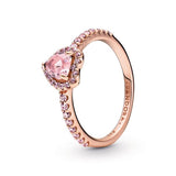 ANILLO PANDORA PROMESA CORAZON BRILLANTE ELEVADO ORO ROSA + KIT DE REGALO